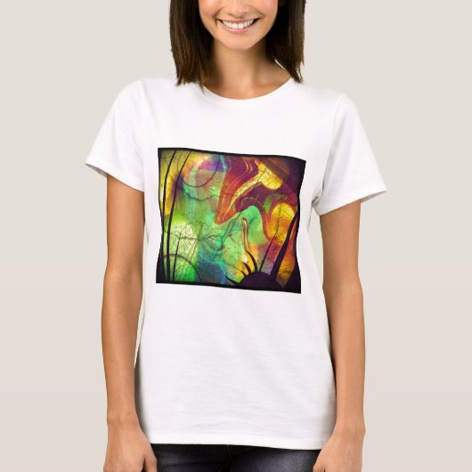 T-shirt Nébuleuse peinte - Abstrait Opale de Feu (Devant)