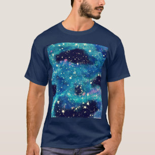 T-shirt Nébuleuse turquoise et étoiles