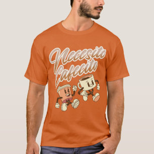 T-shirt Necesito Cafecito Orange Espagnol Vintage