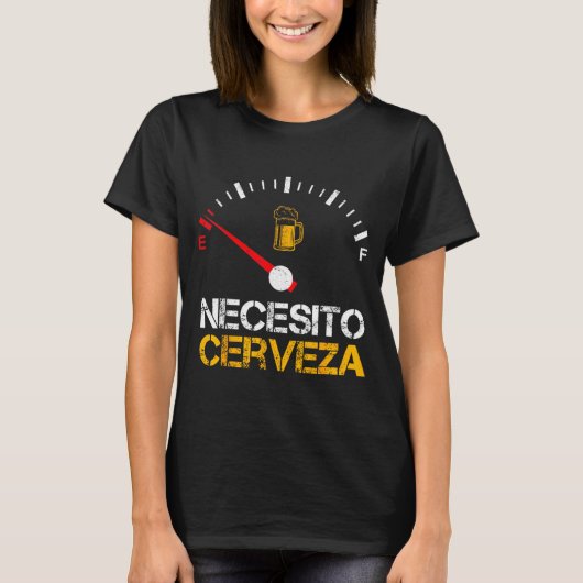 T-shirt Necesito Cerveza Funny Quote Saying Spanish Beer L (Devant)