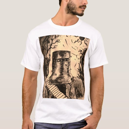 T-shirt Ned Kelly Solar Eclipse in Sepia (Devant)
