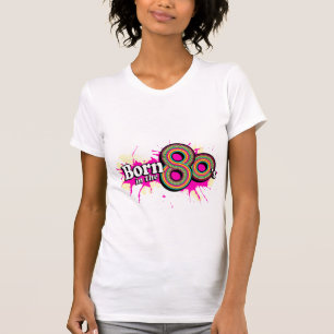 T-shirt Née dans le tee logo multi-rose féminin des années