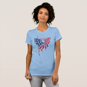T-shirt Née pour être libre Aigle patriotique   Coupe ajus