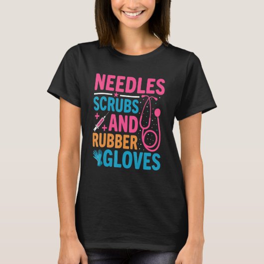 T-shirt Needles Scrubs Rubber Gloves Phlebotomist Nurse Ph (Devant)