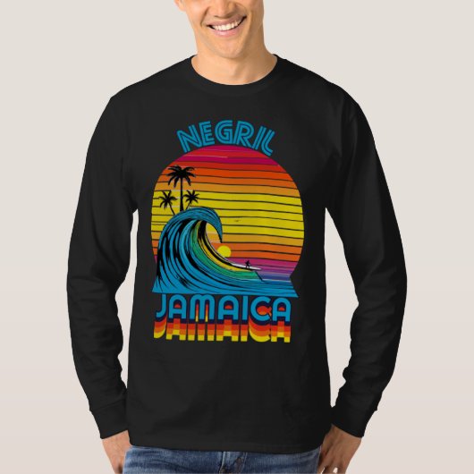 T-shirt Negril Jamaica Retro Throwback Surf & Beach Souven (Devant)