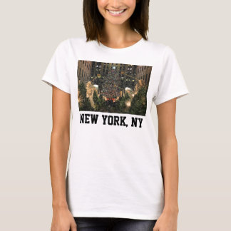 T-shirt Neige en baisse d'arbre central de Noël de NYC