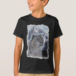 T-shirt NEIGE LEOPARD Espèces menacées de Gros Chat