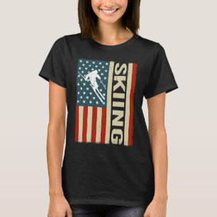 T-shirt neige Skier et sports d'hiver US Drapeau pour ski