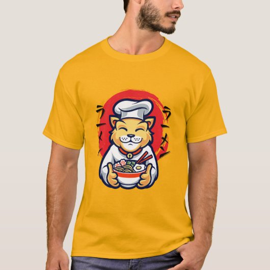T-shirt Neko Cat Chef japonais Cute Kawaii (Devant)