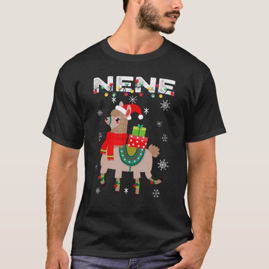 T-shirt Nene Christmas Llama Lights Matching Famille (Devant)