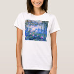 T-shirt Nénuphars de Monet<br><div class="desc">Nénuphars de Monet. Peinture à l'huile sur la toile à partir de 1916. Monet a peint son étang célèbre de nénuphar d'une manière obsédante pendant les années finales de sa carrière, tirant l'inspiration de la lumière du soleil et son effet changeant sur l'eau et les fleurs et le feuillage aquatiques....</div>