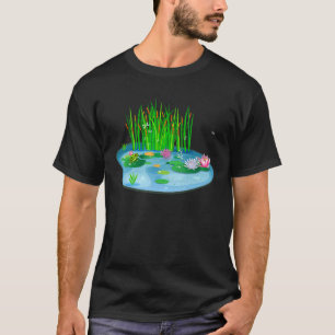 T-shirt nénuphars Étang avec grenouille sur feuille de nén