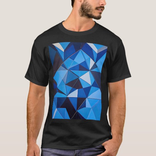 T-SHIRT NÉO GEO TRIANGLES EN BLEU (Devant)