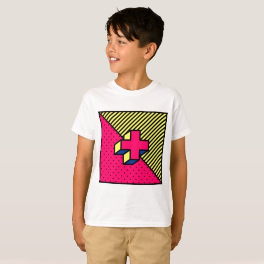 T-shirt Neo Memphis Cross /Plus Sign Motif (Devant entier)