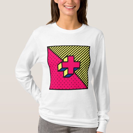 T-shirt Neo Memphis Cross /Plus Sign Motif (Devant)