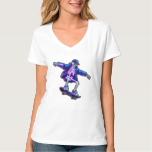 T-shirt Neon 3D Skeleton Skateboarding – Drôle de Streetwe