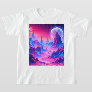 T-shirt Neon Alien Planet Paysage Art Imaginaire Sci-Fi