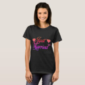 T-shirt Neon Arc-en-ciel juste des coeurs mariés (Devant entier)
