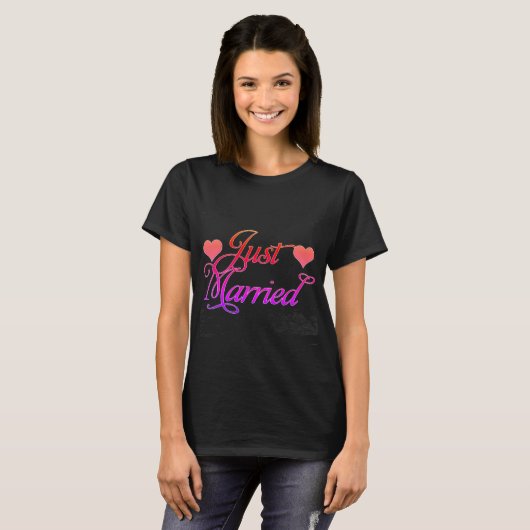 T-shirt Neon Arc-en-ciel juste des coeurs mariés (Devant entier)