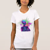 T-shirt Neon Bat Skeletons – Retro Glow Halloween Vibe (Devant)