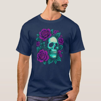T-shirt Neon Bloom – Crâne dans les Roses