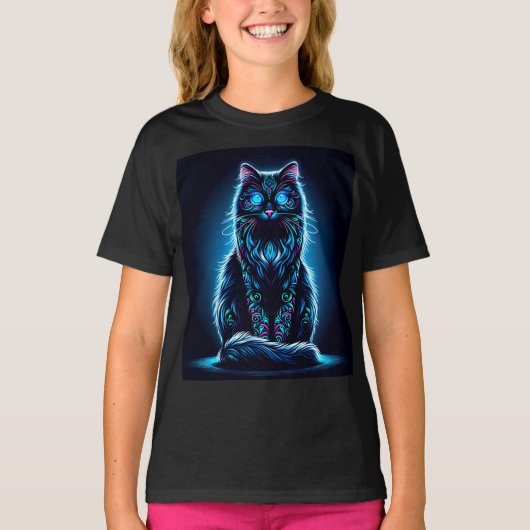 T-shirt Neon Cat Vivid Arrière - plan-97948 (Devant)