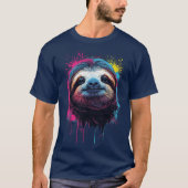 T-shirt Neon Chill — Color Splash Sloth, Artistic Animal (Devant)