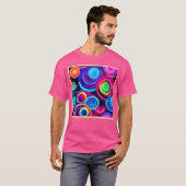 T-shirt Neon Circles Art Abstrait (Devant entier)