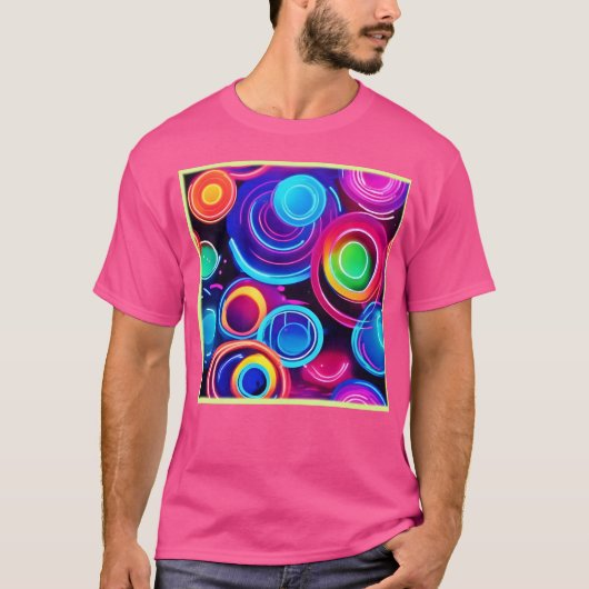 T-shirt Neon Circles Art Abstrait (Devant)