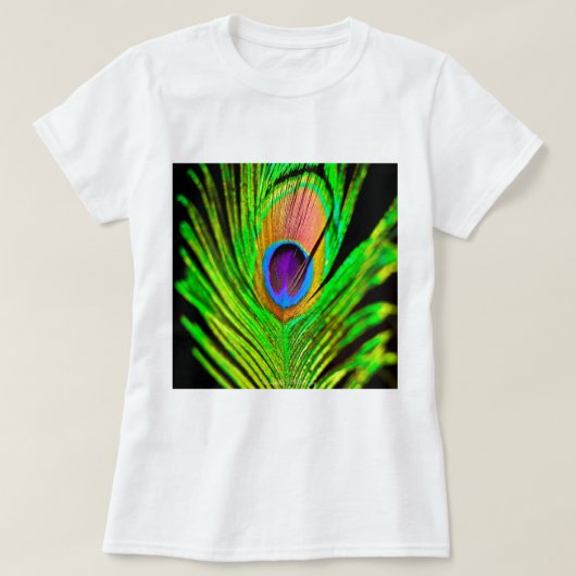 T-shirt Neon Colors Peacock Feather (Design devant)