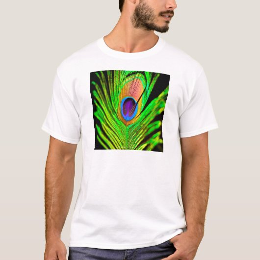 T-shirt Neon Colors Peacock Feather (Devant)