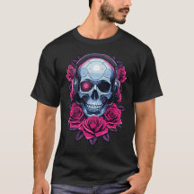 Neon Cyber Mort Crâne et Rose Noir