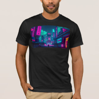 T-shirt Neon Cyberpunk City Street Gamer Apparel