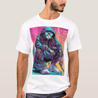 T-shirt Neon Cyberpunk Rastafari Chat