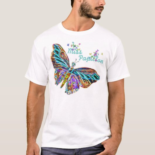 T-shirt NÉON de papillon de Mlle (Devant)