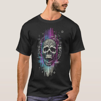 T-shirt Neon Digital Decay Gothique Cyber Skull