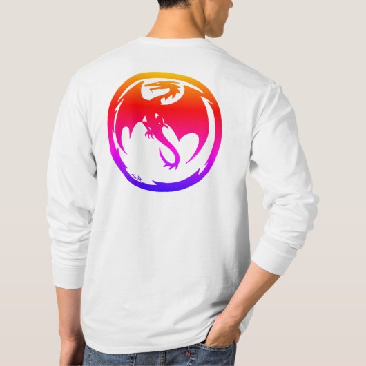 T-shirt Neon Dragon men white long sleeve shirt back (Dos)