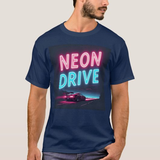 T-shirt Neon Drive Retro Synthwave Design (Devant)