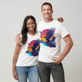 T-Shirt Neon Eagle Synthwave Rétro Coucher de Sole (Unisexe)