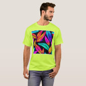 T-shirt Neon Feather Motif Art Vibrant (Devant entier)