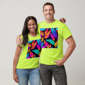 T-shirt Neon Feather Motif Art Vibrant (Unisexe)