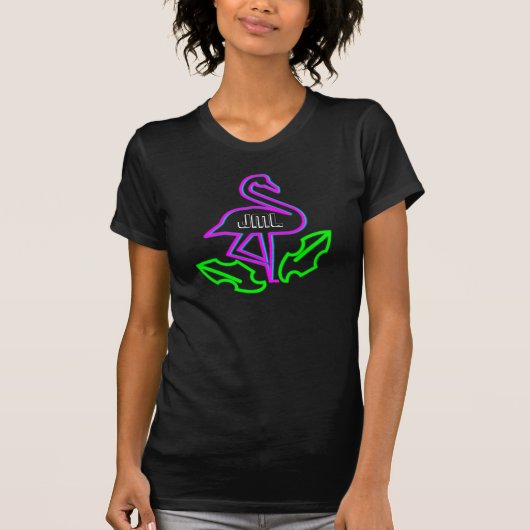 T-shirt Neon Flamant rose Fête Lumineuse Tropical Violet (Devant)
