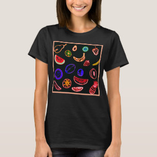 T-shirt Neon Fruits Motif Design d'art
