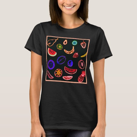 T-shirt Neon Fruits Motif Design d'art (Devant)