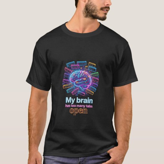 T-Shirt Neon "Funny Brain Browser Tabs" - Ov Digit (Devant)