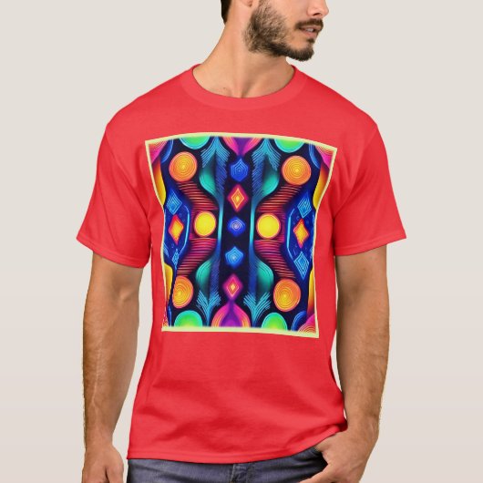 T-shirt Neon Geometry Mandala Art (Devant)