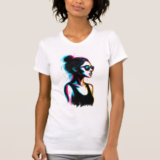 T-shirt Neon Girl Profile Graphic Tee