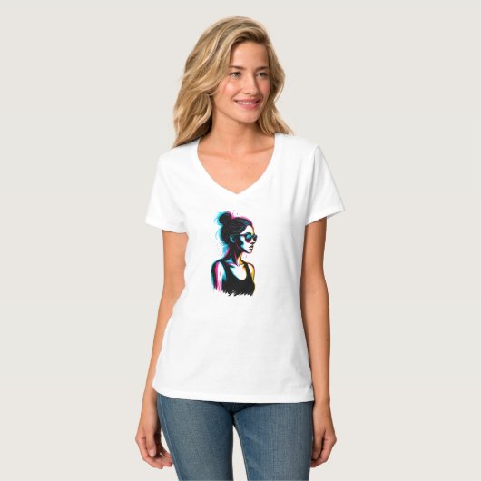 T-shirt Neon Girl Profile Graphic Tee (Devant entier)