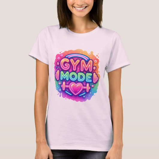 T-shirt Neon Gym Mode - Rainbow Fitness Splash avec coeur (Devant)