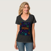 T-shirt Neon Halloween Pattern Ghosts Pumpkins Bats (Devant entier)